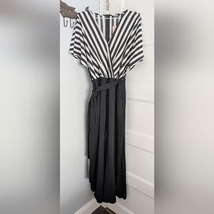 Striped Black and White Jumpsuit, Size 14-16, NWT